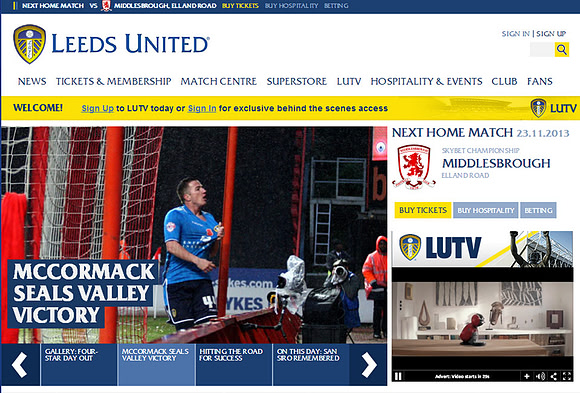 Leeds United website - 11th November 2013